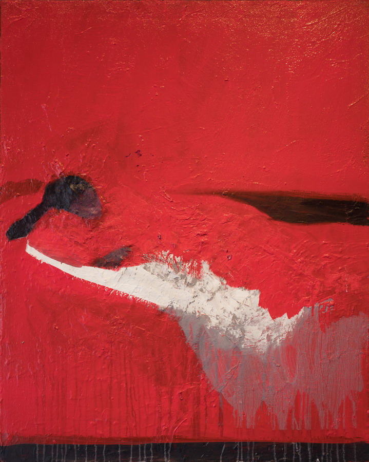 Angelo Bordiga, Rosso, olio su tela, 100x80cm